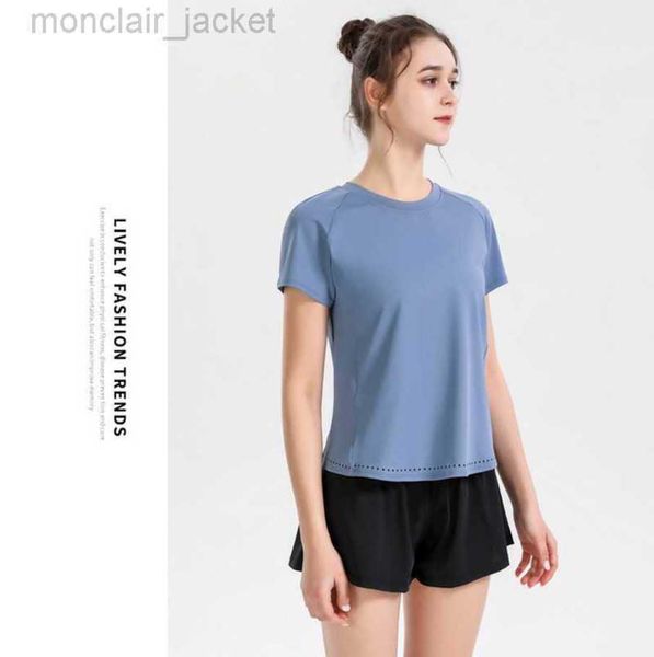 

desginer alo yoga t shirt sports short sleeve t-shirt women's comfortable nude loose women's casual quick drying fitness suit 23ss, White