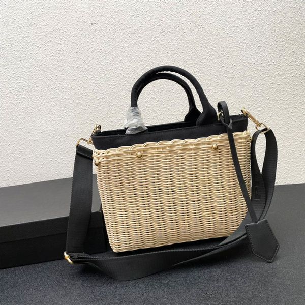 

vintage straw bags shopping totes summer fashion handbags channel tote luxury beach handbag crossbody mm black