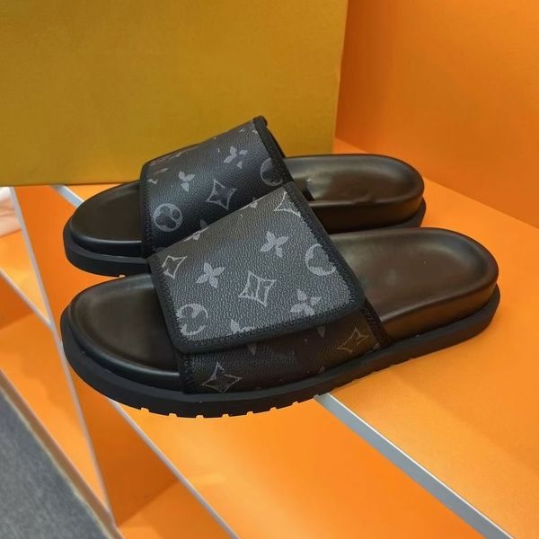 

miami flip-flops pool pillow designer slippers waterfront miami mule sandals calfskin slides bom dia flat mules sliders comfort summer beach, Black