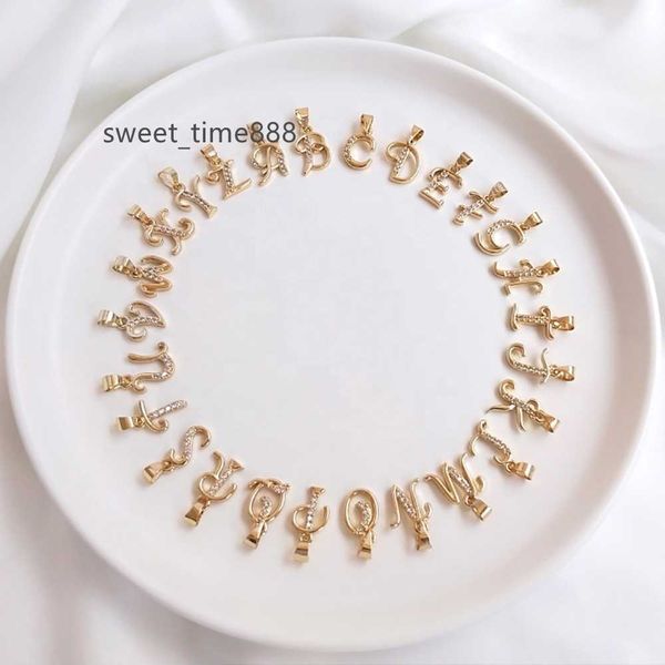 

charm diy brass 14k gold plating clad micro inlay zircon a to z initial letter pendant for necklace jewelry making, Silver