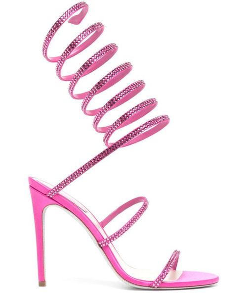 

rene caovilla cleo stiletto heels sandals luxurys designers crystal-embellished wraparound sandal heel women shoes dress shoe summer ladies, Black