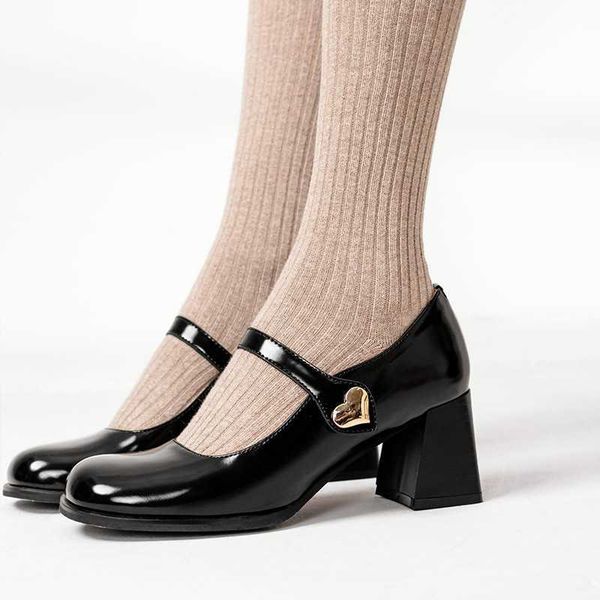 

sandals womens shoes square toe pumps chunky mid heels dress heart strap elegant female designer spring 230417, Black
