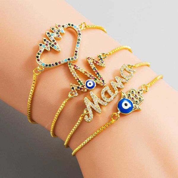 

ins hollow heart shaped palm ecg bracelet micro inlaid color zircon pull copper, Golden;silver