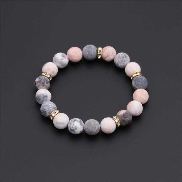 

ornament pass strands pink spot frosted stone beaded bracelet, Black