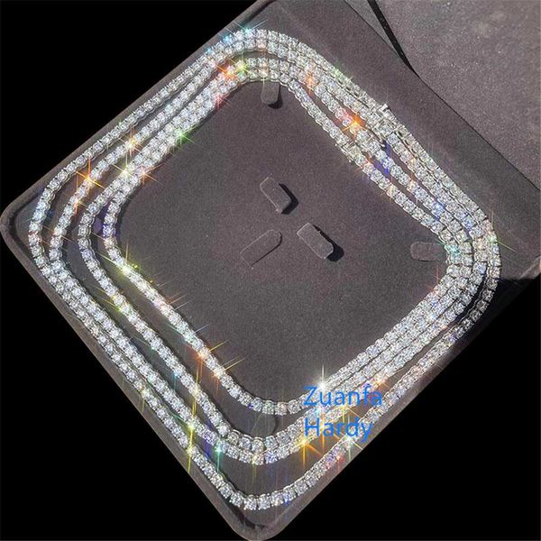 

custom made 925 silver 10k gold moissanite fine jewelry 3mm 4mm 5mm vvs moissanite tennis chain 10k solid gold chain