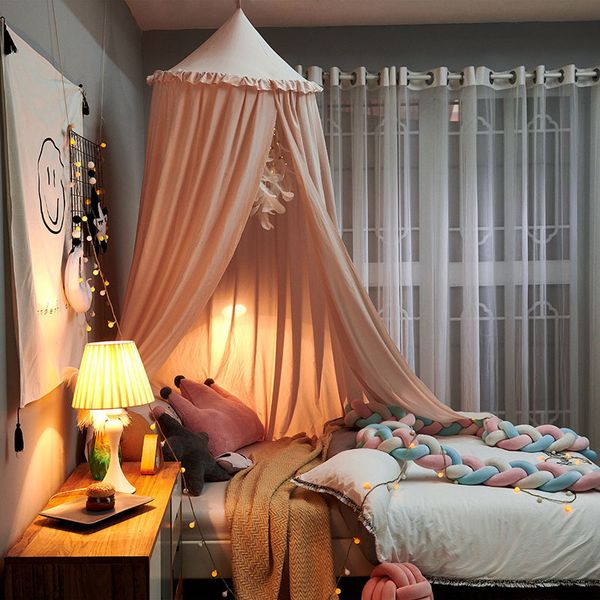 

crib netting pink grey bed canopy tent hung dome baby mosquito net for crib cot bed curtain bedcover play house tent for kids room decoratio