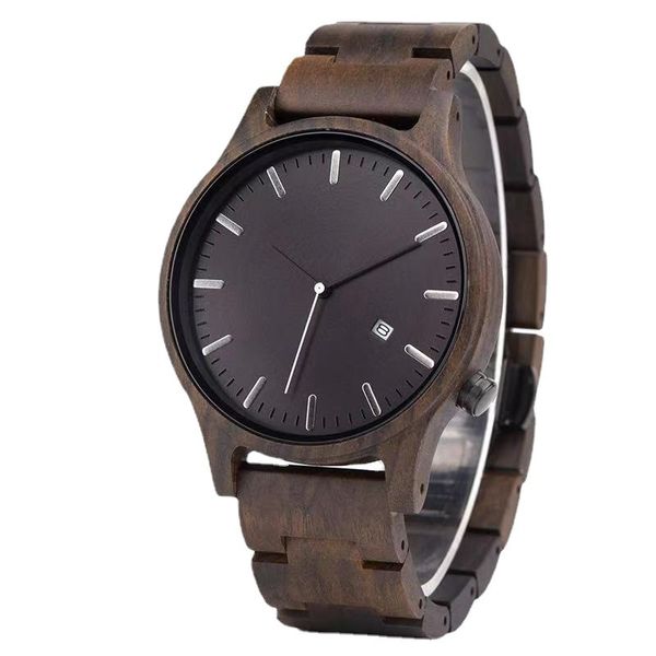 

wristwatches men's watch quartz wooden large roman numerals dial with luminous pointers wristwatch, Slivery;black