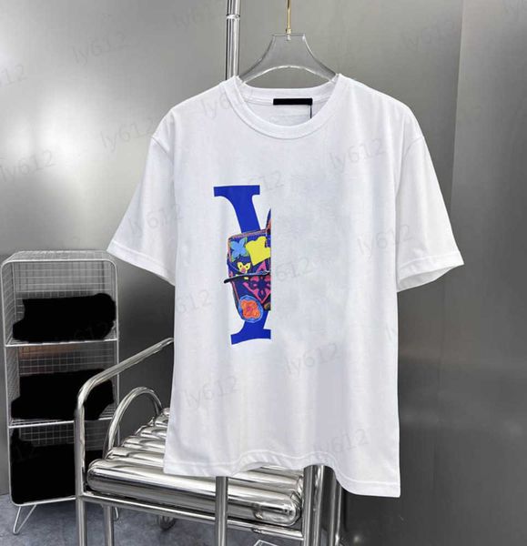 

fashion mens t shirts white designer summer luxury versatile classic three-dimensional color printed pure cotton round neck t-shirt male cl, White;black