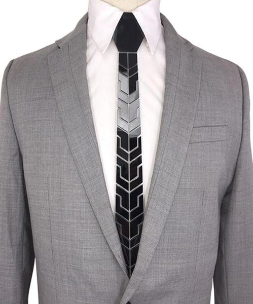 

new arrival black mirror fashion slim necktie acrylic mirror black satin hex ties wedding groom accessory singer dj stage play cos3826295, Blue;purple