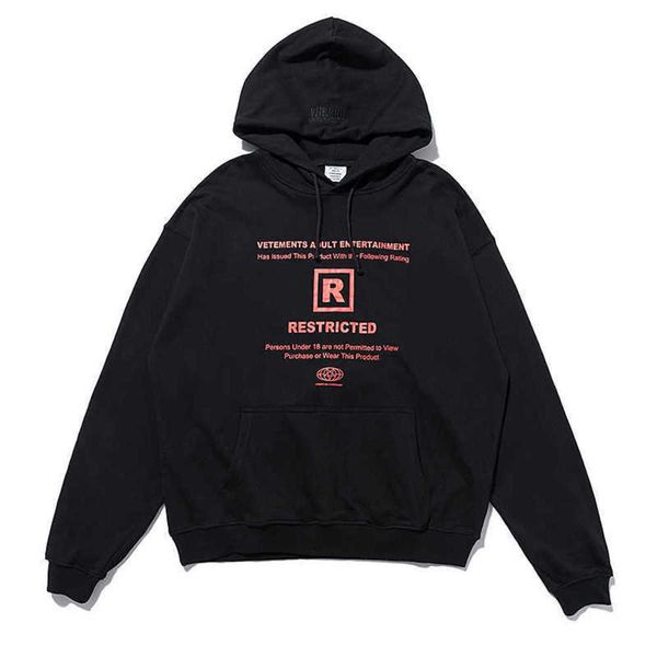 

women vetements men restricted text hoodie print vetements sweatshirts oversize vtm pullovers pamk, Black