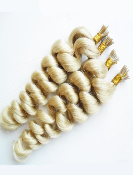 

200pcs i tip hair extensions blonde peruvian loose wave hair 200g pre bonded keratin hair extension on the keratin capsule bundles5425709, Black