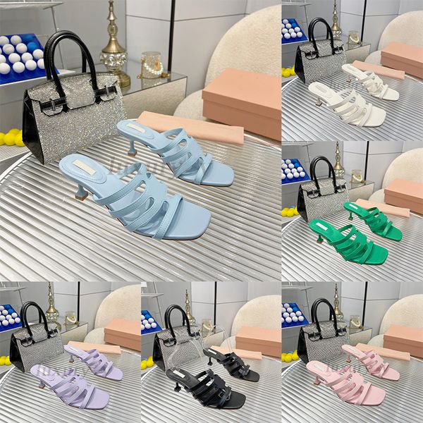 

designer leather slippers candy color sandals summer women leisure slides fashion flip flops miu mules summer beach slipper, Black