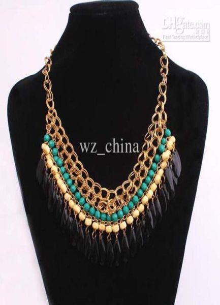 

new fashion womens vintage taseel false collar necklace mutilayer 3colors charm statement 2525455, Blue;red