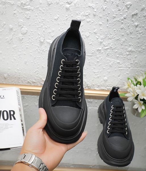 

thick soled casual shoes women platform travel leather lace-up sneaker cowhide fashion lady letters flat designer running trainers men 0628, Black