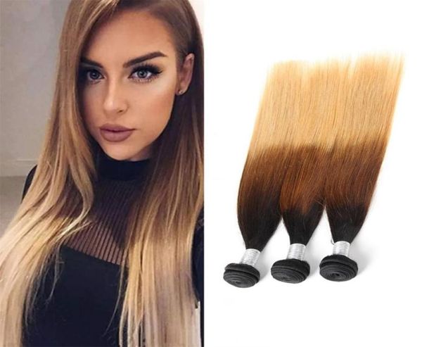 

peruvian 100 human hair extensions 1b427 three tones color straight 3 bundles virgin hair wefts 1b 4 273647941, Black