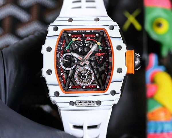

super mechanical chronograph wrist watches rm50-03 advanced men's devil trend big dial black technology tritium gas barrel designer ama, Slivery;brown