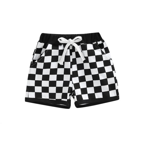 

shorts 0504 lioraitiin 03years toddler baby boys with checkerboard elastic plaid printed pant clothing 230510, Black