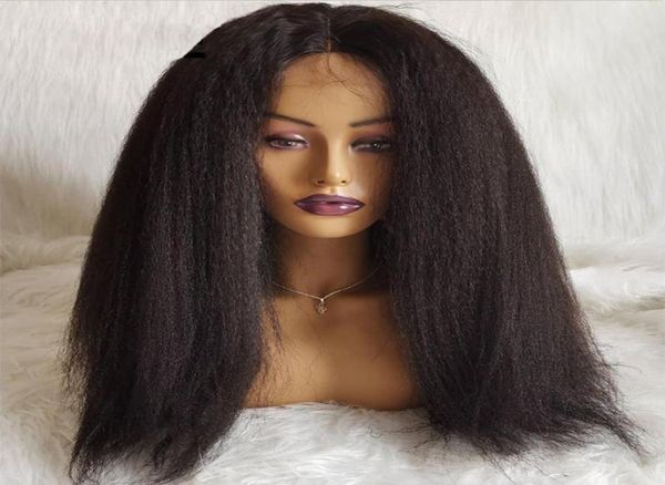 

closures soft 180 density kinky straight synthetic lace front for women babyhair preplucked heat resistant natural hairline3598802, Black;brown