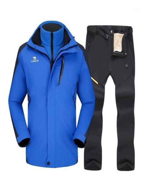 

skiing suits ski suit for men thicken warm windproof waterproof outdoor sports snow jacket pants male equipment snowboard sets8217139