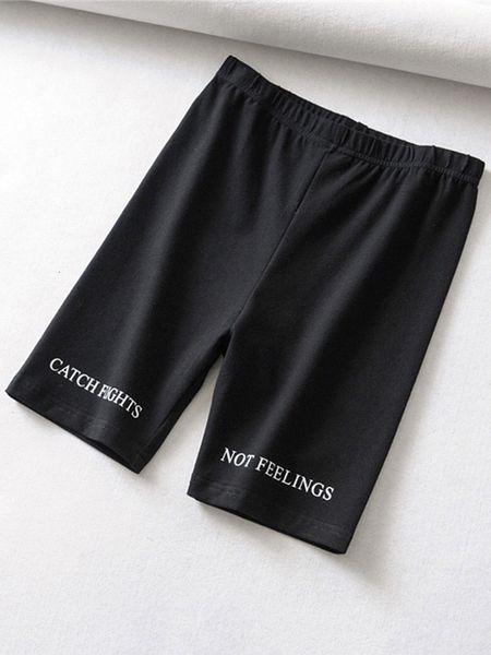 

womens shorts summer biker shorts women elastic waist skinny fitness korean casual letter print black pantalones 230511, White;black