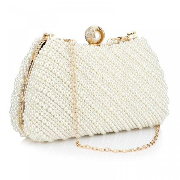 

evening bags ladies luxury designer pearl clutch purse dinner handbags all match beaded banquet shoulder bag 2023 new women 230427