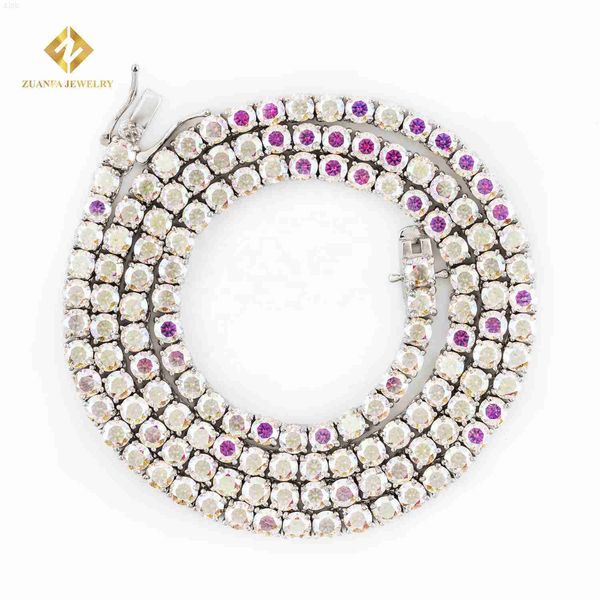 

gra certified pass diamond tester 925 sterling silver iced out hip hop vvs1 3mm 4mm colorful moissanite tennis chain