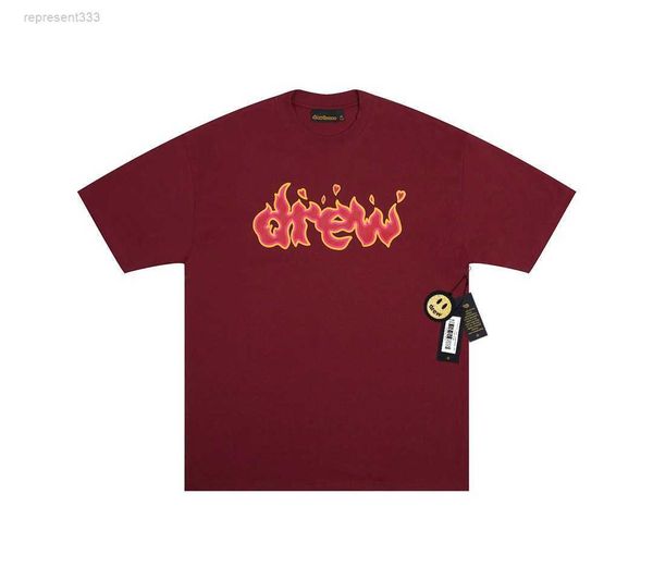 

drew shirt american trendy drew flame vintage high street distressed fall summer loose round neck short sleeve designer t shirt 8qrg, White;black