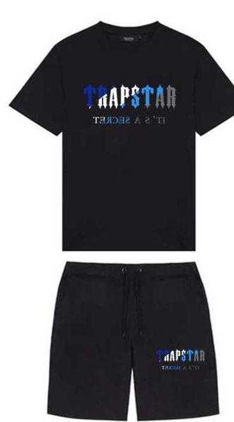 

men's tshirts summer trapstar printed cotton tshirt shorts sets streetwear tracksuit men's sportswear trapstar t shirts and shorts, Gray