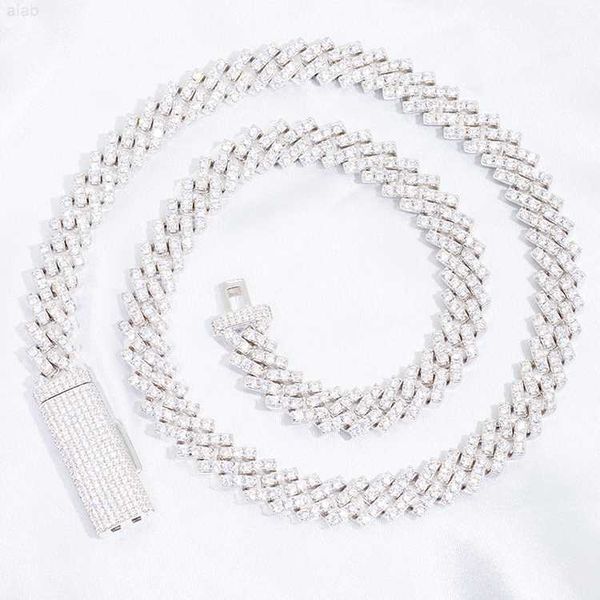 

wu zhou customized hiphop style single row chain sterling silver vvs moissanite cuban chain link for rapper jewelry