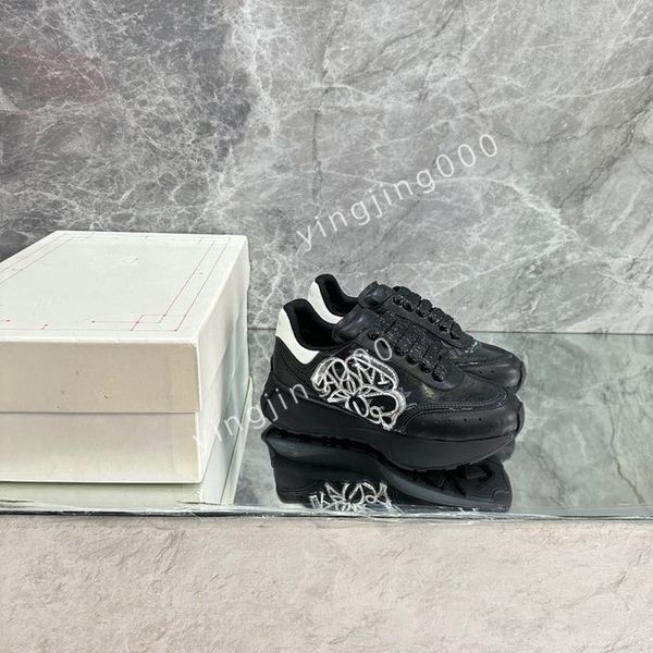 

new designers sneakers camouflage casual shoes stylist mens shoes designer checkered studded flats mesh fashion trainers, Black