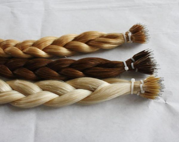 

elibess brand nano ring hair extensions 100 human virgin remy hair weave unprocessed hairs 1g st 150s one lot6170232, Black
