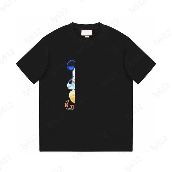 

mens t shirts designer black summer fashion classic cartoon mouse three-dimensional pattern printed pure cotton t-shirt male clothing, White;black