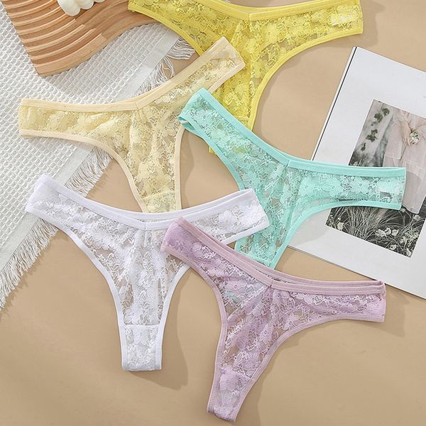 

new women underwear lace panties female underpants solid color transparent panty intimates low-rise women lingerie briefs, Black;pink