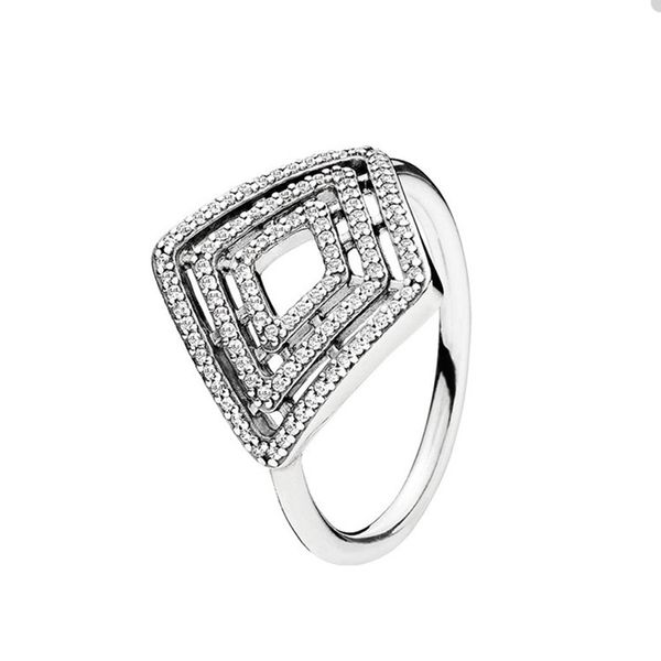 

geometric lines ring for pandora authentic sterling silver wedding party jewelry designer rings set for women sisters gift luxury ring with, Slivery;golden