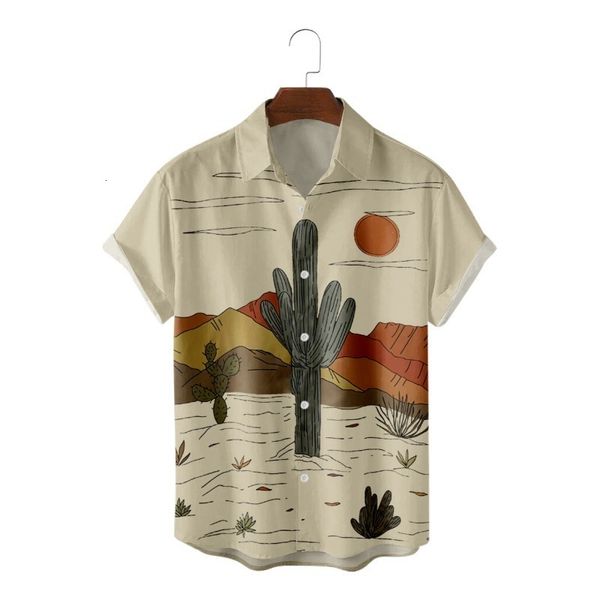 

men's casual shirts men clothing summer hawaiian print 3d digital casual trend loose shirt lapel short sleeve men's shirt 230511, White;black