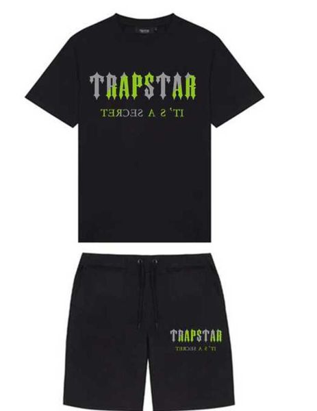 

men's tshirts summer trapstar printed cotton tshirt shorts sets streetwear tracksuit men's sportswear trapstar t shirts and shorts, Gray