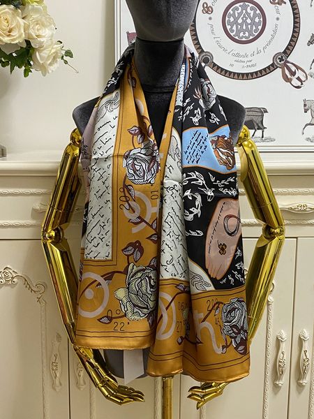 

women's square scarf scarves shawl 100% silk material pint letters flowers pattern size 130cm- 130cm, Blue;gray