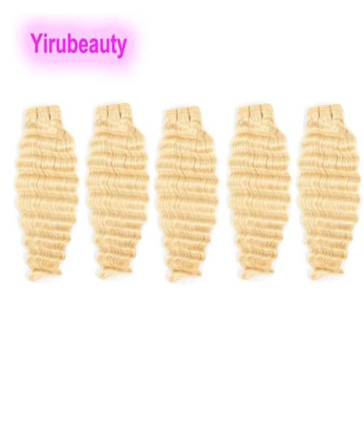 

1030inch brazilian human hair peruvian indian deep wave curly double wefts yirubeauty 613 blonde color 5 bundles1773791, Black