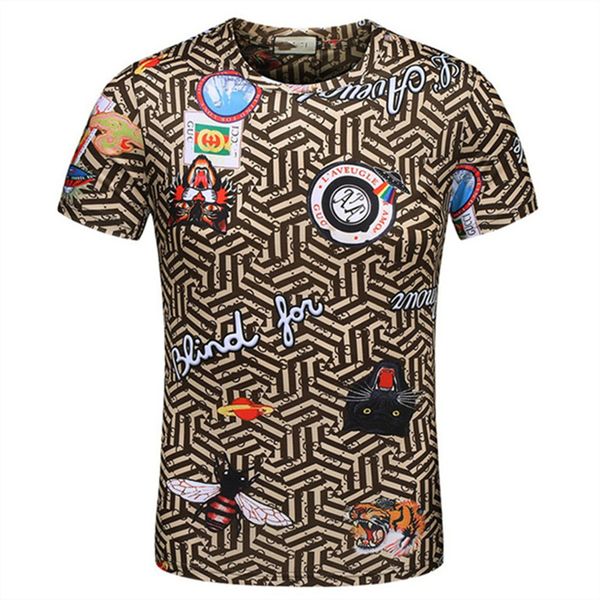 

men's t-shirt men's designer tide high-end cotton printed geometric pattern short sleeve fried street hip-hop shirt size m-xxxl d7, White;black