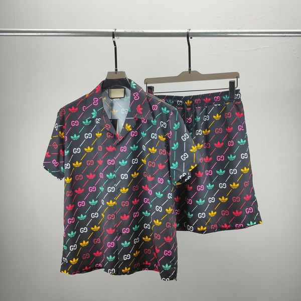 

1 summer fashion mens tracksuits hawaii beach pants set designer shirts printing leisure shirt man slim fit the board of directors short sle, Gray