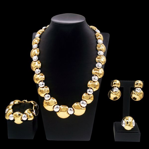 

yulaili customized gold filled fashion necklace set engagement costume round design ladies big jewelry sets, Black