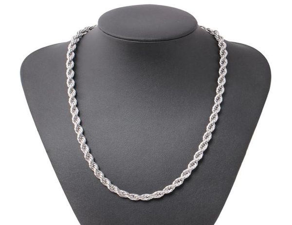 

ed rope chain classic mens jewelry 18k white gold filled hip hop fashion necklace jewelry 24 inches3158574, Silver