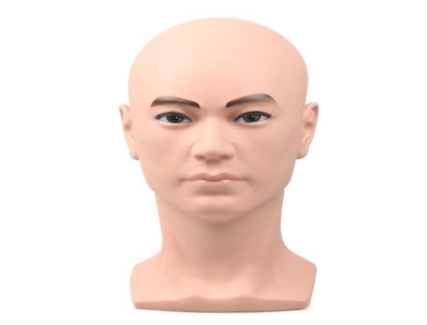 

bald mannequin head display stand with shoulder mask hat model props men7313529, White