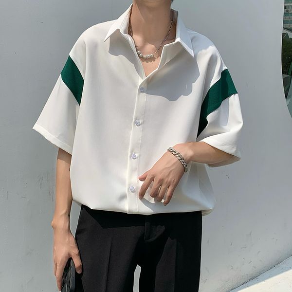 

men's casual shirts high grade mens drape half sleeved ice silk shirt for men short lapel design loose 230511, White;black