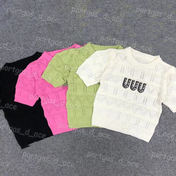 

letters women t shirt vintage short sleeve knitted ins fashion womens girl, Black