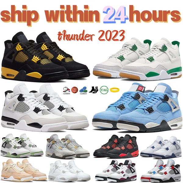

2023 designer 4 4s basketball shoes jumpman thunder black cat military black university blue seafoam men sneakers midnight navy black game r