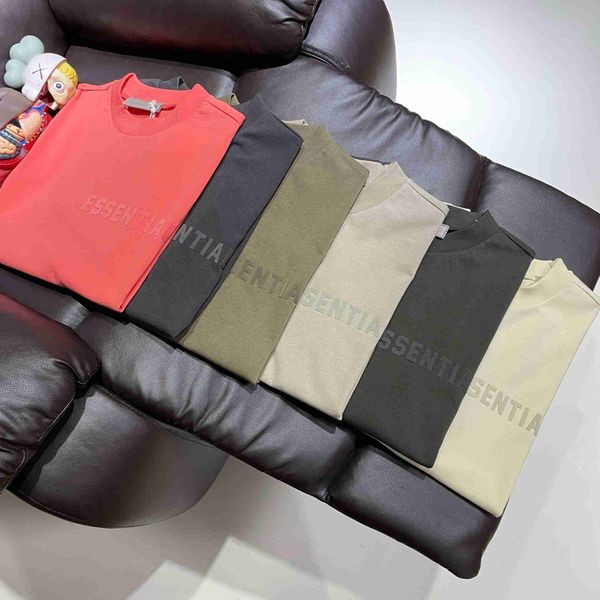 

early spring 23 new short sleeve fog double thread flocked short sleeve letter t-shirt fashion trend unisex, White;black