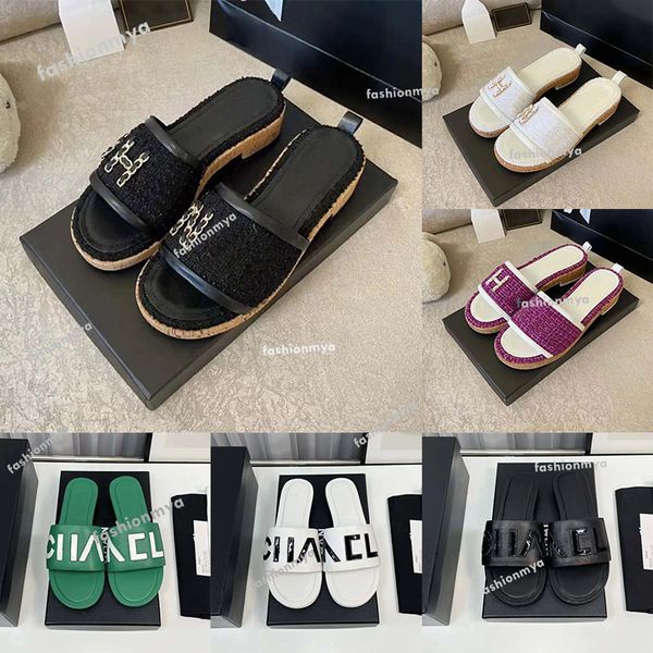 

classic sandal designer women half slippers cowhide leather suede thick heels metal slides woman shoe beach lazy sandals high heeled shoes, Black