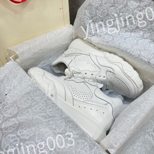 

new designer woman shoe leather lace up men fashion platform sneakers white black mens womens casual shoes