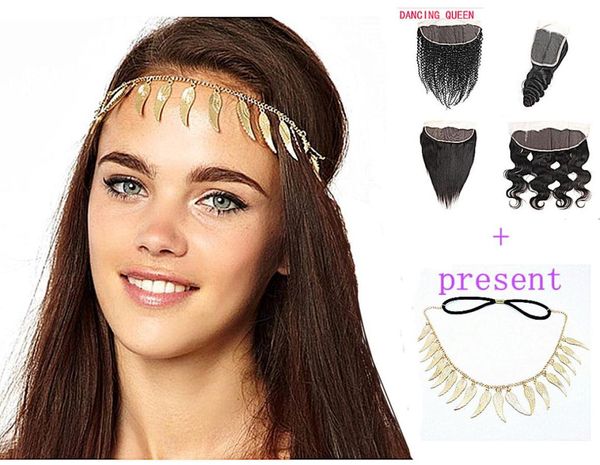 

brazilian human hair closure 44 lace closure straight bodywave deep wave curly and with the gift as alloy hair bond1392187, Black;brown